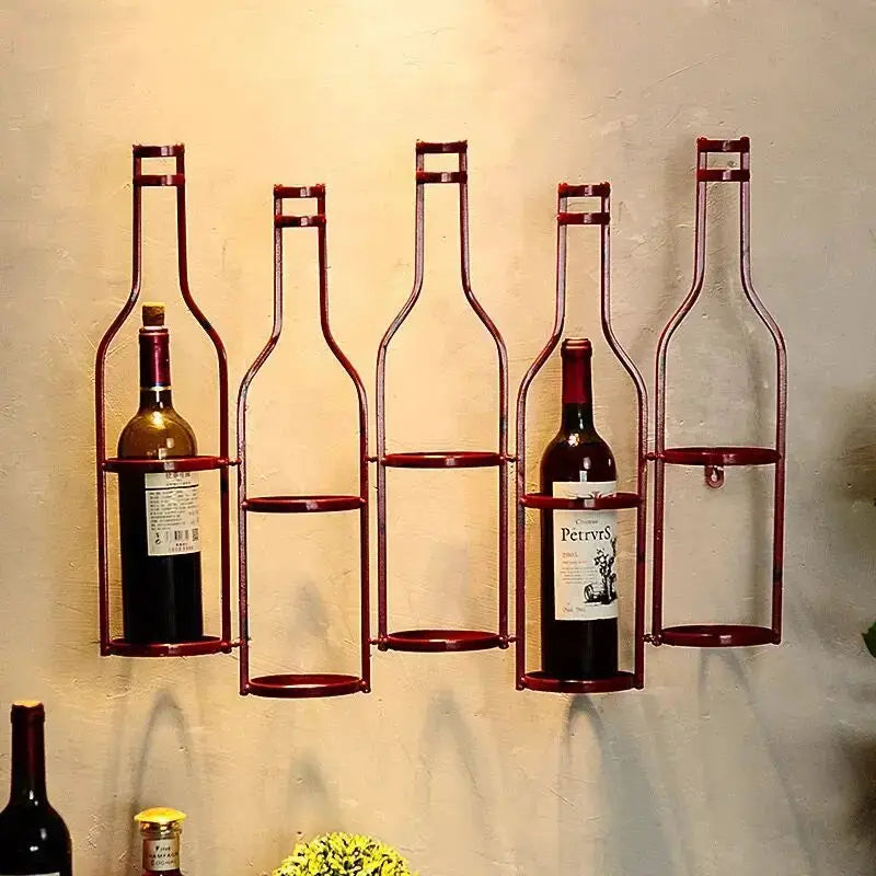 Iron Retro Bar Wine Rack Wall Mounted 5 Bottles Kitchen Wine Bottle Holder Living Room Modern Organizer Holders Bottle Racks from PriceLows™