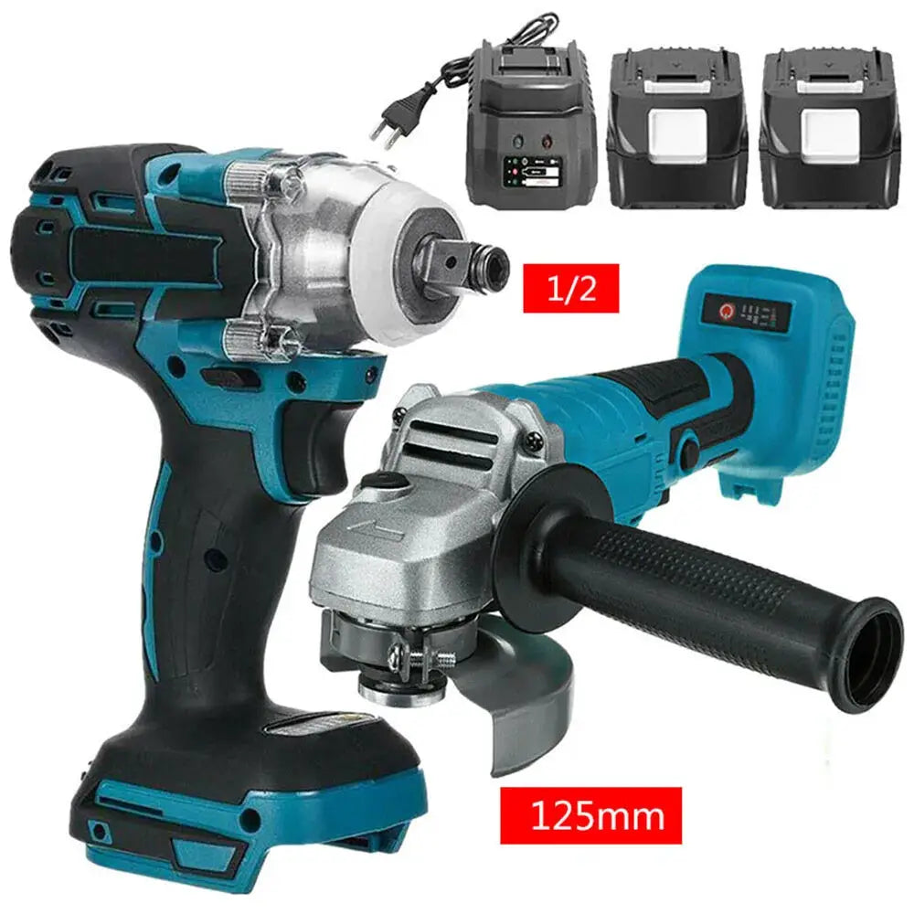 Power Tool Sets Impact Wrench 125mm Brushless Electric Angle Grinder 18V Battery Devices Combo Kit Power Tool from PriceLows™