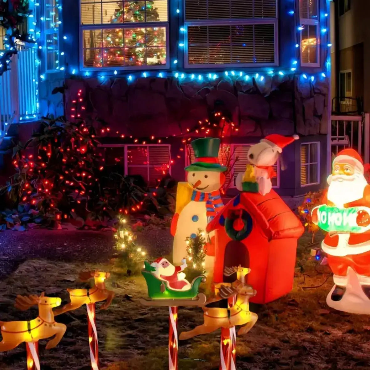 Solar Garden Stake Lights | 8 Lighting Modes | Santa Deer Christmas Design