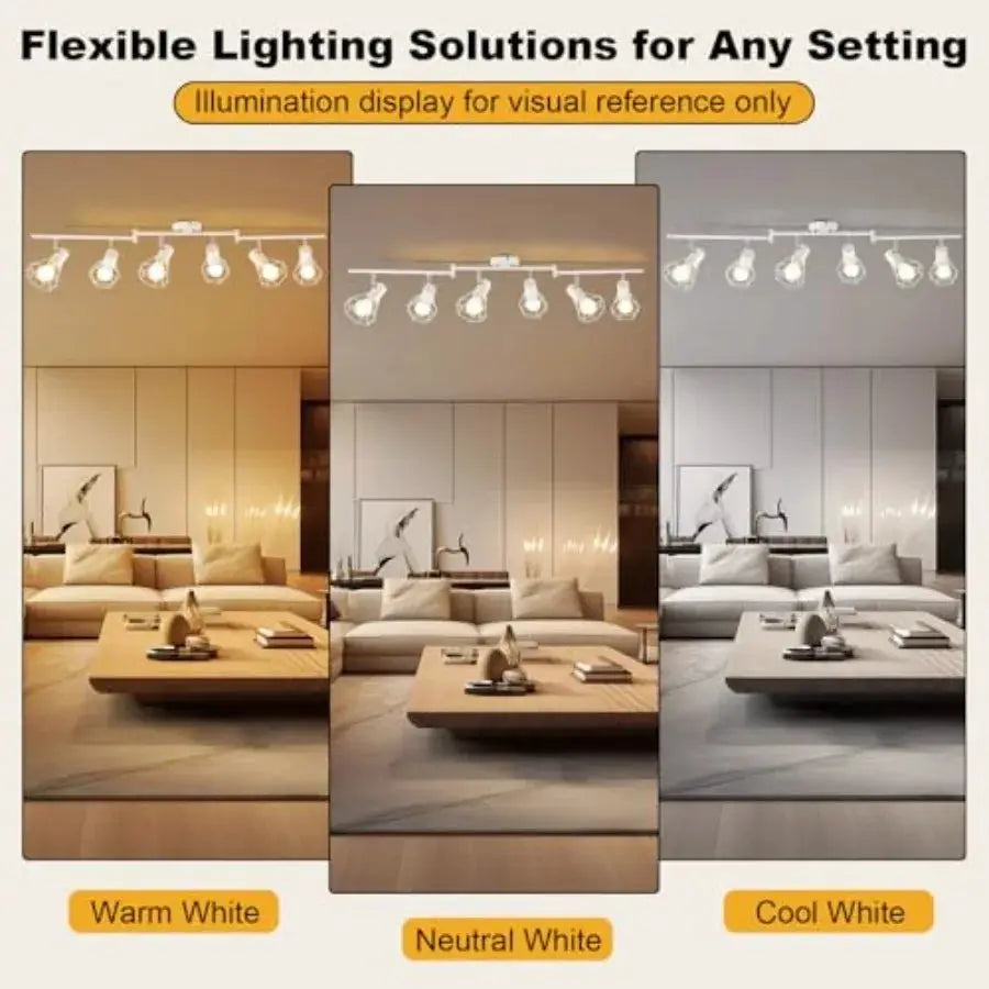 6-Light Track Lighting Directional Ceiling Track Light Fixture White Farmhouse Spotlight Indoor for Kitchen Bedroom Living Room from PriceLows™