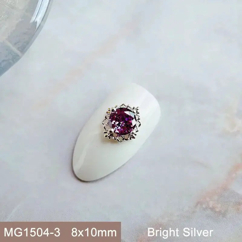 10pcs Pink Black Blue Oval Drop Round Zircon Bright Silver Nails Jewelry Decorations Nail Art Accessories Charms Parts Supplies from PriceLows™
