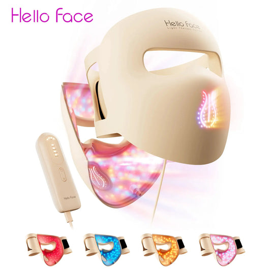 Hello Face M300 4D LED Light Therapy Mask 311 LEDs, 4 Modes, Anti-Aging & Acne Care, Ergonomic Silicone Design, Visual Comfort from PriceLows™