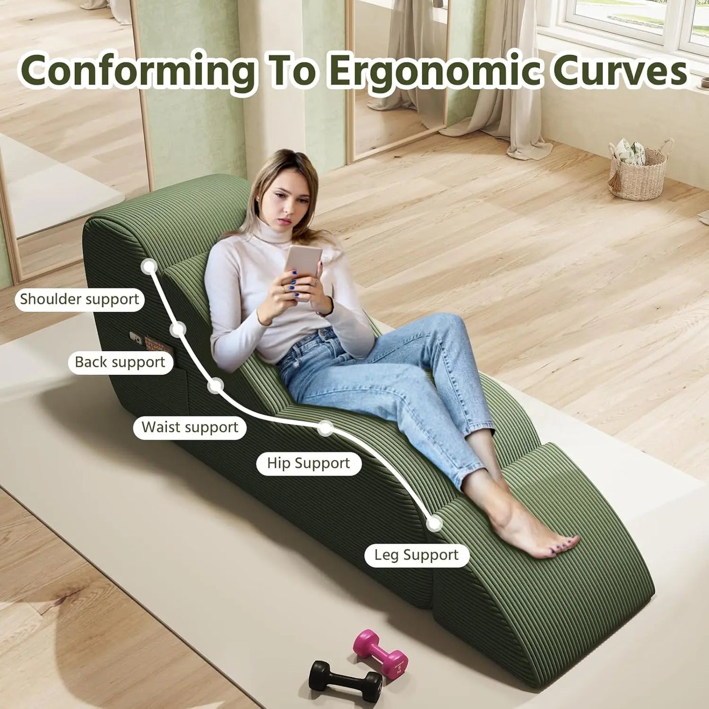Corduroy Yoga Sofa | All Sponge Filled | Side Pocket | One Size