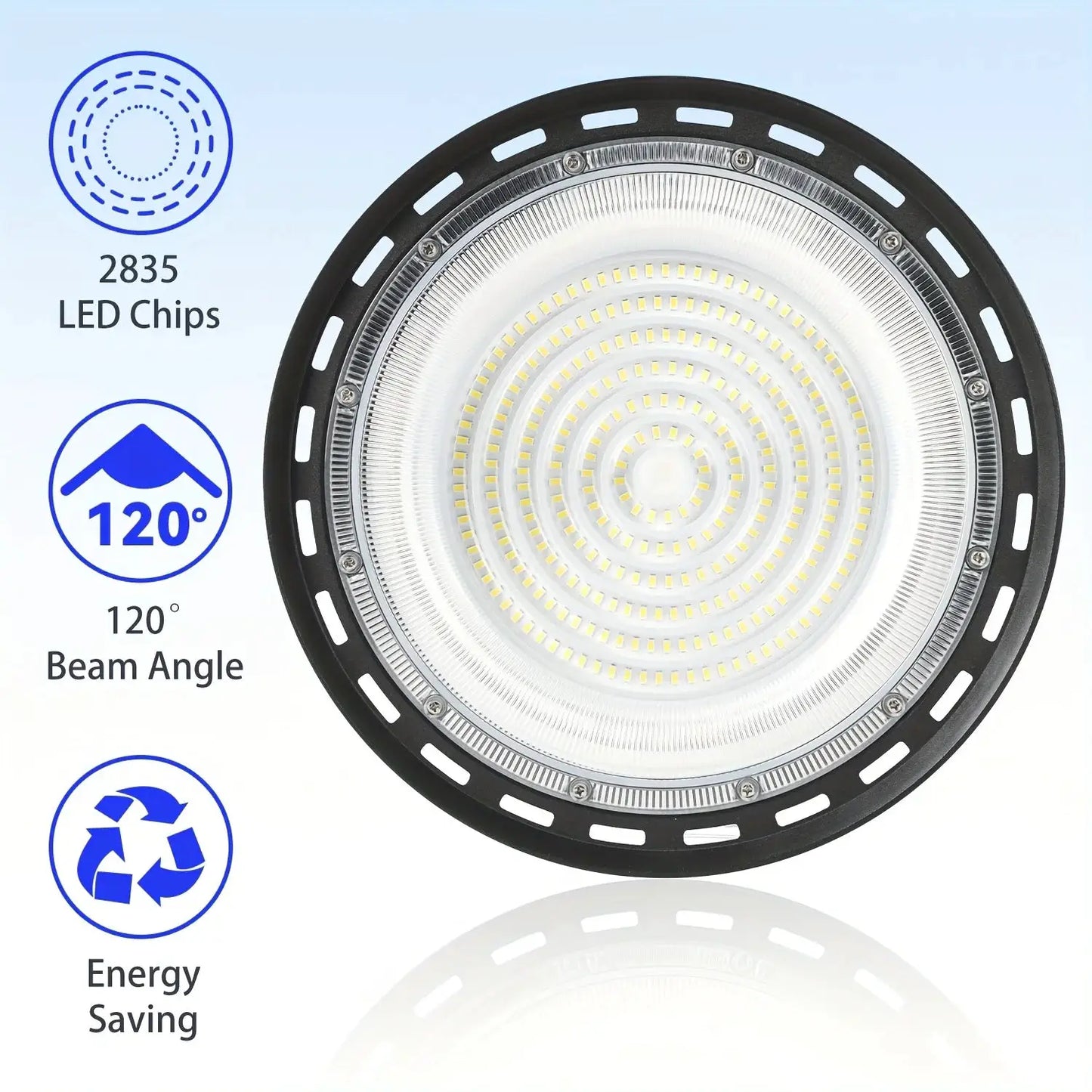 4Pack 300W Led UFO High Bay Light, 90-277V, Cold White 6000K, with 4FT 120Cm US Plug, Led Commercial Lighting Fixtures, IP65, for Industrial Garage Workshop Gym Barn Warehouse Factory from PriceLows™
