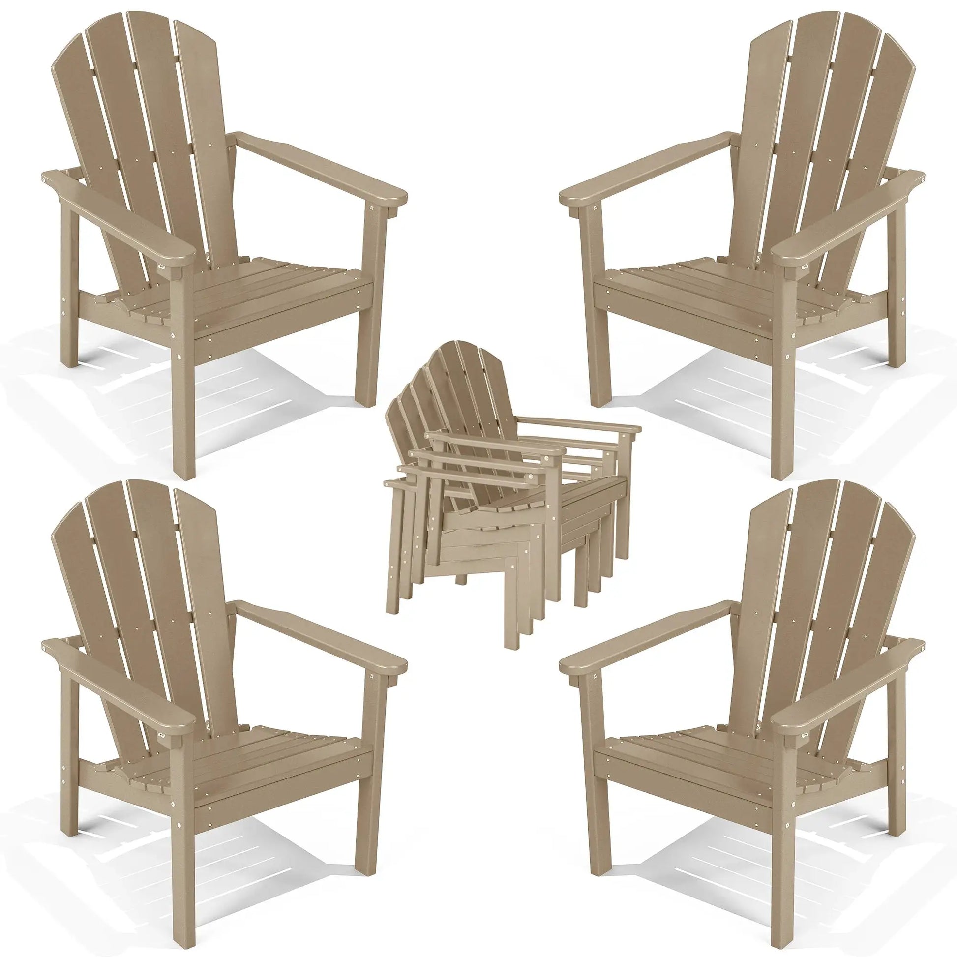 FOOWIN 4pcs Stackable Adirondack Chair All Weather HDPE Plastic Outdoor Patio Garden Fire Pit Lawn Heavy Duty Black from PriceLows™