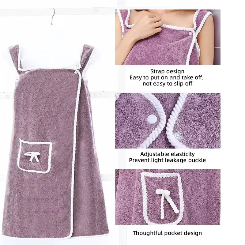 Women Bath Towel | Quick Dry Polyester | Wrap Style With Pocket | Plus Size