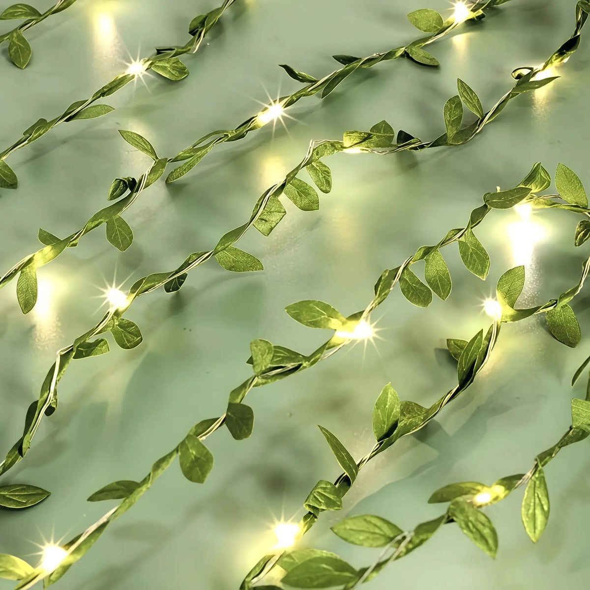 LED Ivy String Lights | Outdoor Plug In | Warm White Bulbs | Garden Decor