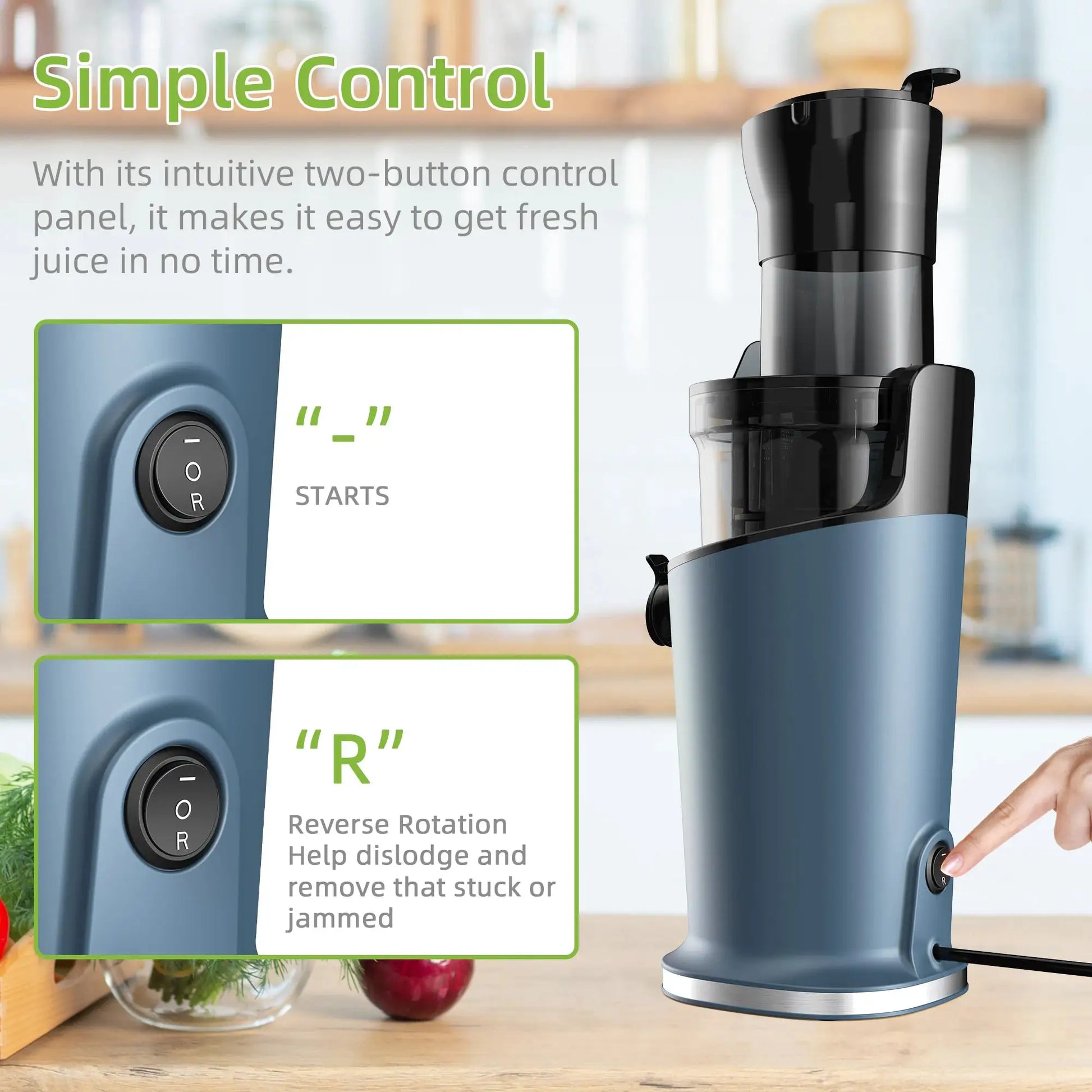 BioloMix Cold Press Juicer with 78mm Feed Chute, 200W 40-65RPM Powerful Motor Slow Masticating Juice Extractor Fits Whole Fruits from PriceLows™