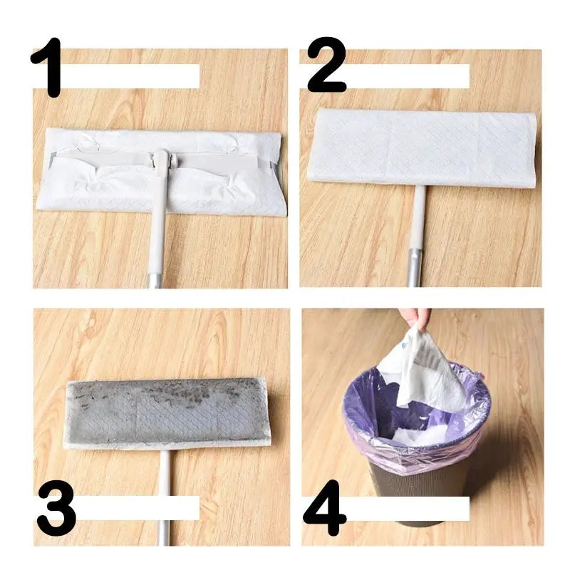 Home Electrostatic Dust Collector Mop Foldable 51.2 In Long Handle with Disposable Vacuum Paper Floor Wipes Thread Flat Mop from PriceLows™