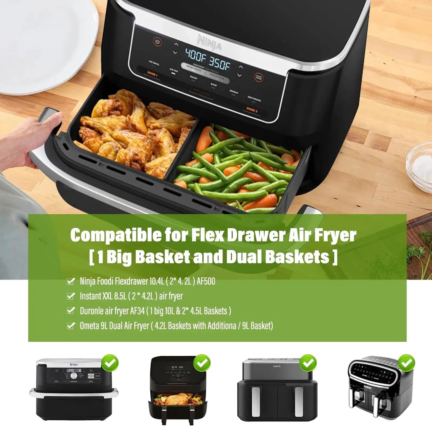 Air Fryer Silicone Tray Set | 3 Pack | Ninja AF500 Compatible | Nonstick