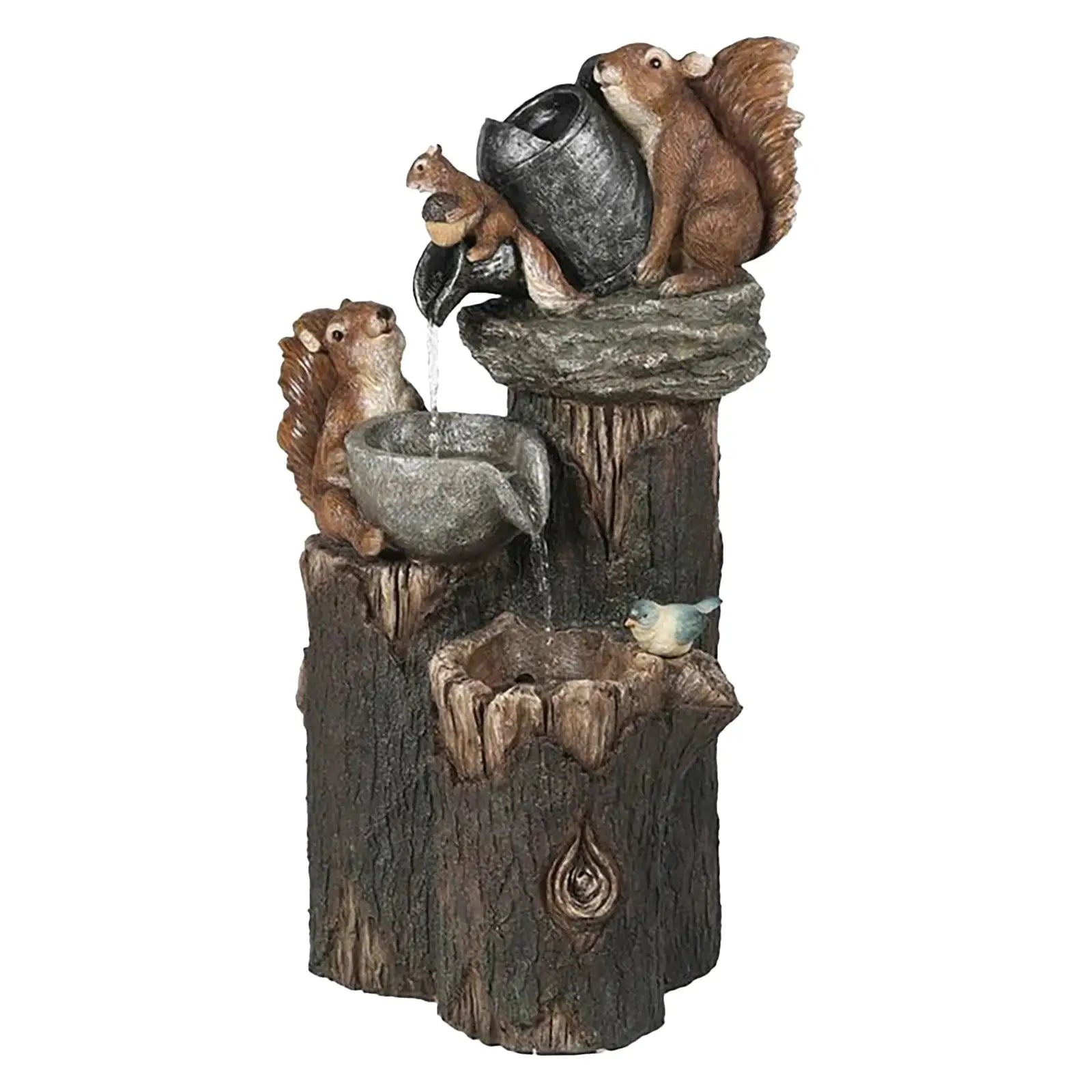 Funny Animal Decoration Duck /Squirrel Fountain Ornament Landscaping Decor with Light Garden Duck Squirrel Figurine Garden Decor from PriceLows™
