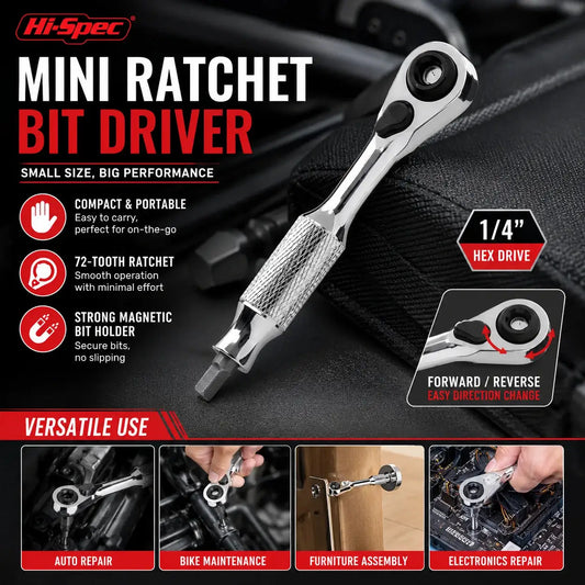 Hi‑Spec 72 Tooth Mini Ratchet Wrench Set 1/4” Double Head Torque Wrench Compact Ratchet Spanner for Bike Car & Home DIY Repair from PriceLows™