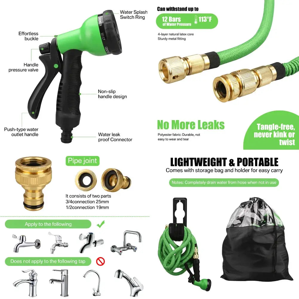 Garden Water Hose Expandable Double Metal Connector High Pressure Pvc Reel Magic Water Pipes for Garden Farm Irrigation Car Wash from PriceLows™