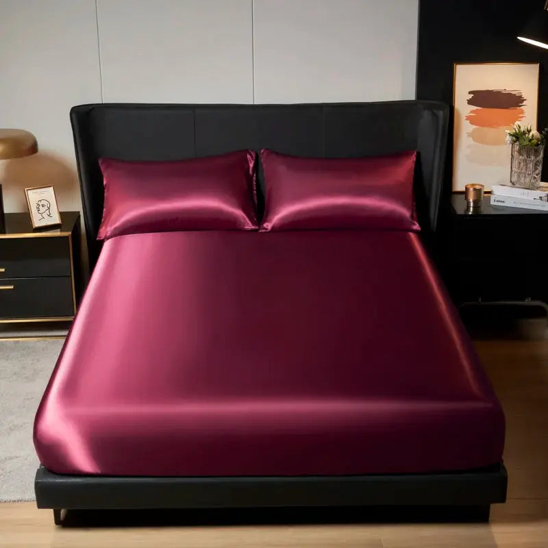 Satin Fitted Sheet | Solid Color | Elastic Band | Twin To King