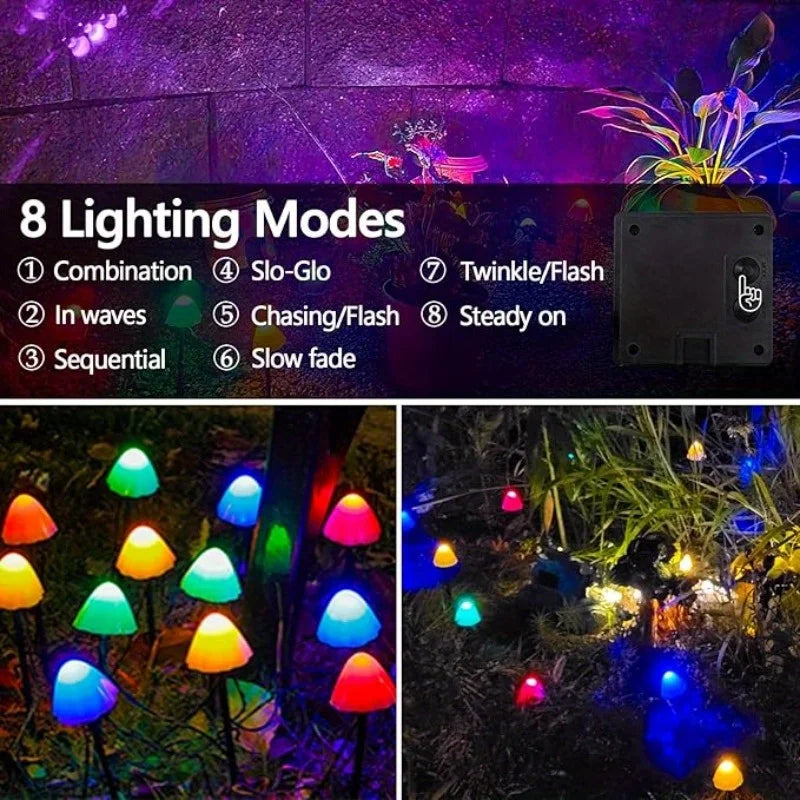 12pcs Mushroom Solar Lights Fairy Solar String Lights 8 Modes Outdoor Solar Pathway Lights Outdoor Decor for Christmas Lamp from PriceLows™