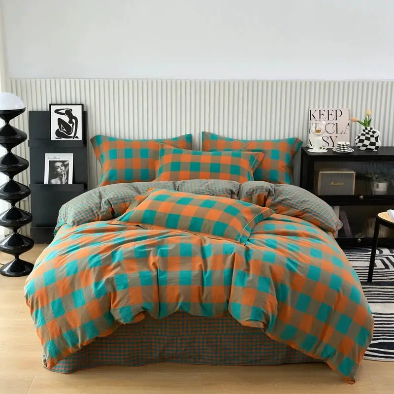 Duvet Cover | 100% Cotton | Plaid Style | 160X210 And 220X240