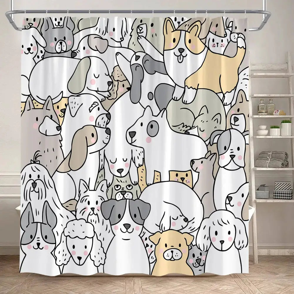 Funny Cartoon Bathing Cats Shower Curtains Cute Animals Pet Cat Kids Bath Curtain Polyester Children Bathroom Decor with Hooks from PriceLows™