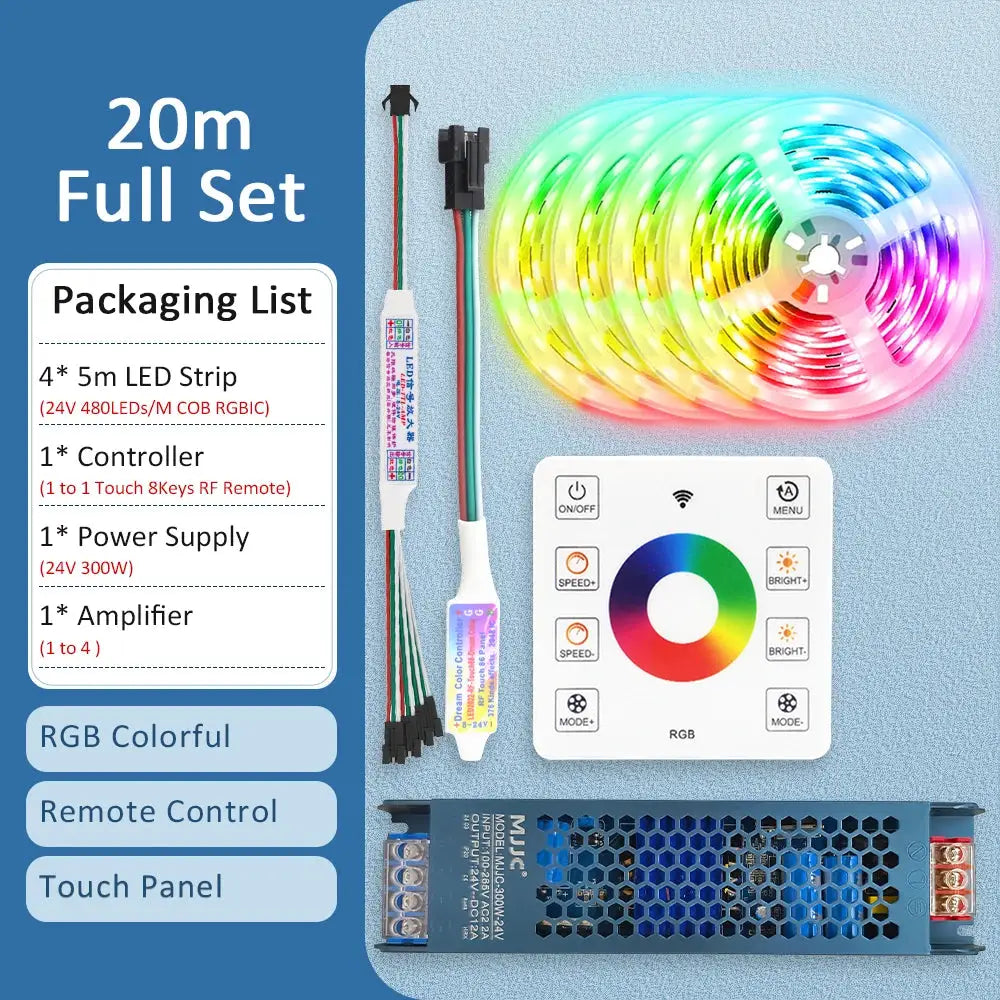 RGBIC COB LED Strip WS2811 24V 480 Diodes 5M 10M 15M 20M RGB IC Chasing Effect Lights Tape Diode Ribbon Lamp for Room Decoration from PriceLows™