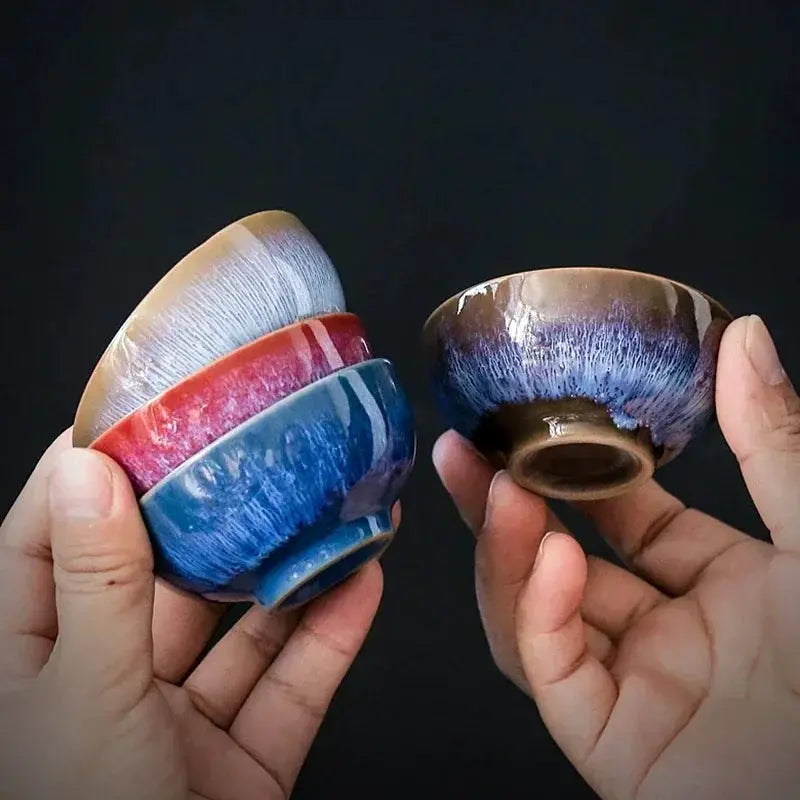 1pc Multicolor Kiln Fambe Porcelain Tea Cup Large Kung Fu Temmoku Glaze Ceramics Japanese Master Teacup Retro Single Tea Cups from PriceLows™