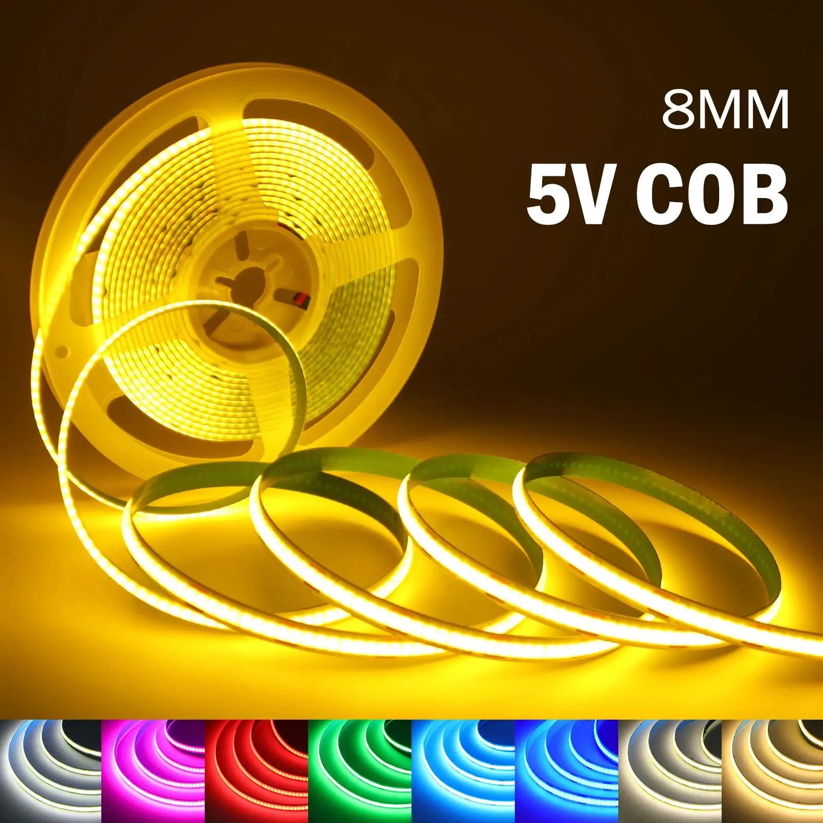 8MM COB LED Strip Light 5V 320LEDs/M Motion Sensor Dimmable Flexible LED Tape Ribbon USB/Battery Powered DIY Backlight for Room from PriceLows™