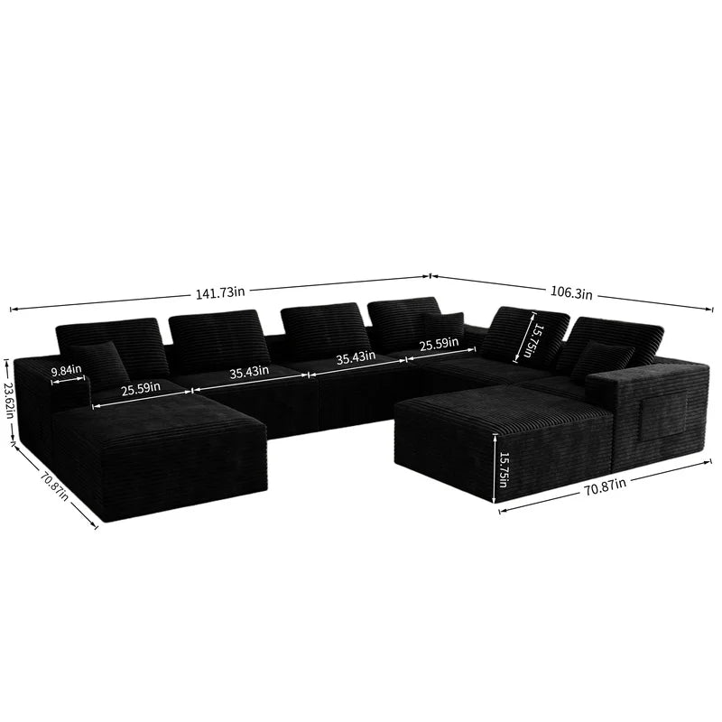 Modular Sectional Sofa | 8-Piece Set | Corduroy Fabric | No Assembly Needed
