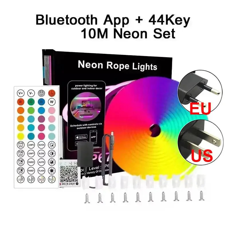Outdoor Rgb Neon Led Lights Strip 24V 15 Meters 20 Meter 5 Meters 10M Bluetooth App Remote Control Neon Outside Christmas Light from PriceLows™
