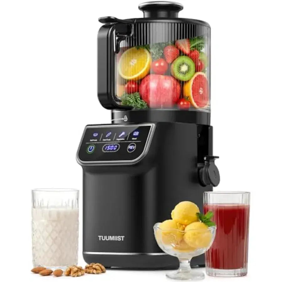 3-in-1 Cold Press Juicer Machine for Home Kitchen, Stainless Steel Black, Smart Touch Control with Wide 6.5 Chute, High Yield E from PriceLows™
