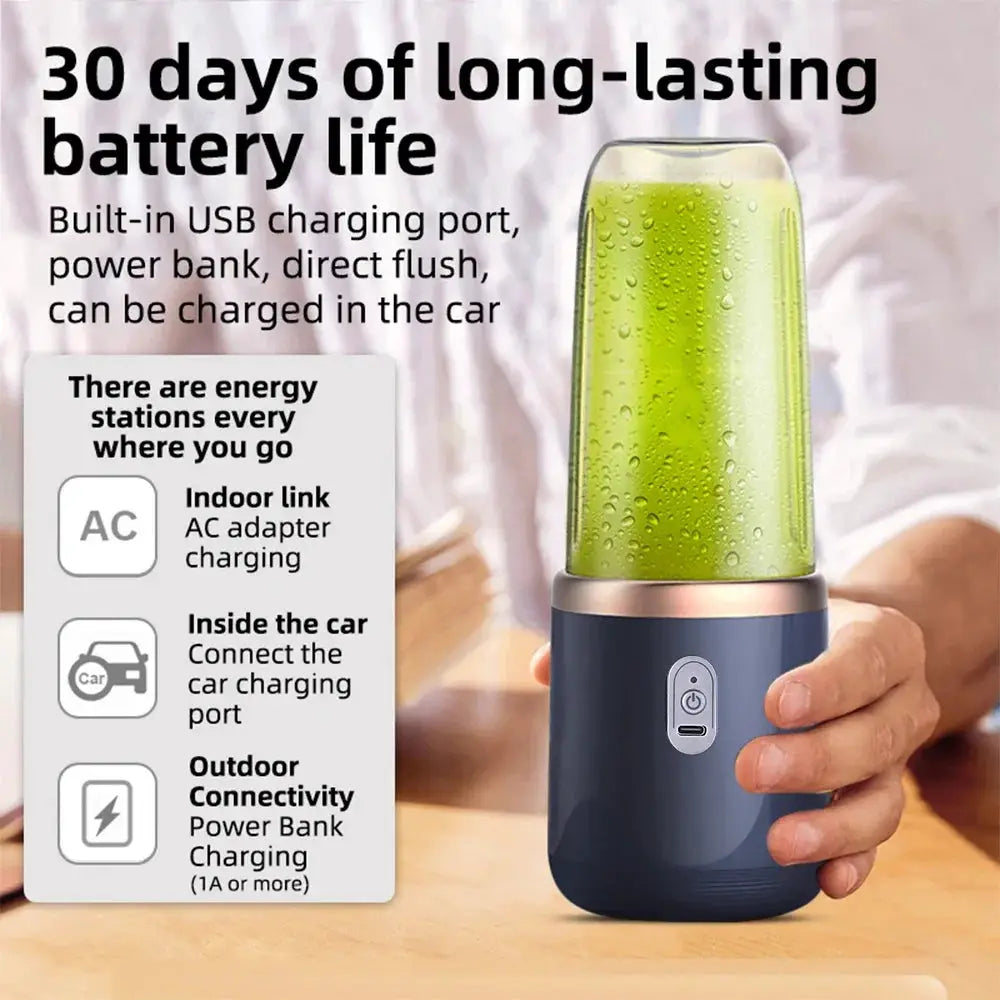 Portable Blender | 6 Blades | Stainless Steel | Rechargeable