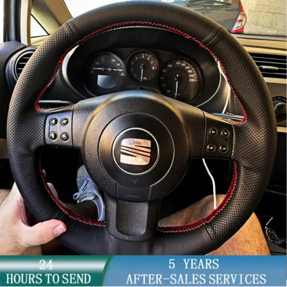 Customized Black Car Steering Wheel Braid Cover Hand Sewing Microfiber Leather For Seat Leon (Mk2) 2006-2008 Ibiza (6L) 2007 from PriceLows™