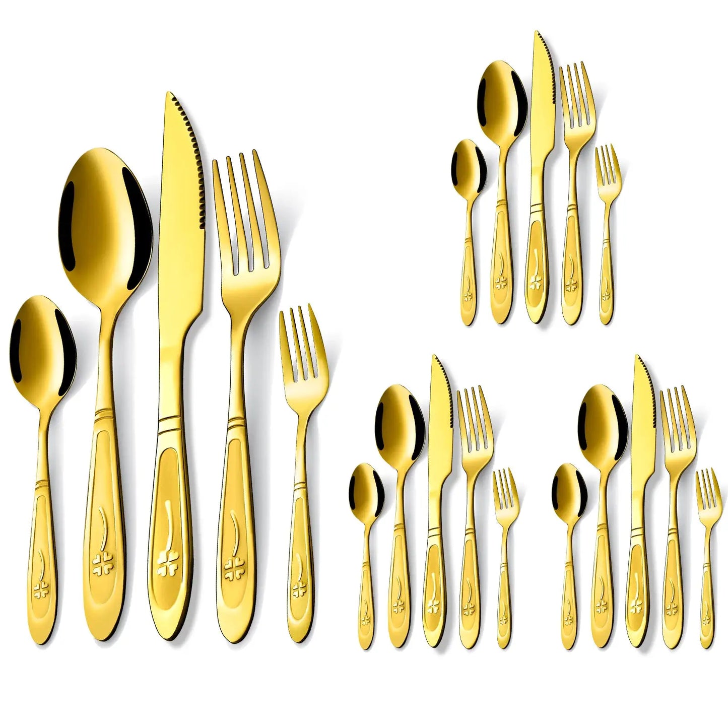 40/20 Piece Four-leaf Clover Pattern Western Cutlery Set - Ideal for Weddings And Banquets Premium Gift Tableware Set from PriceLows™