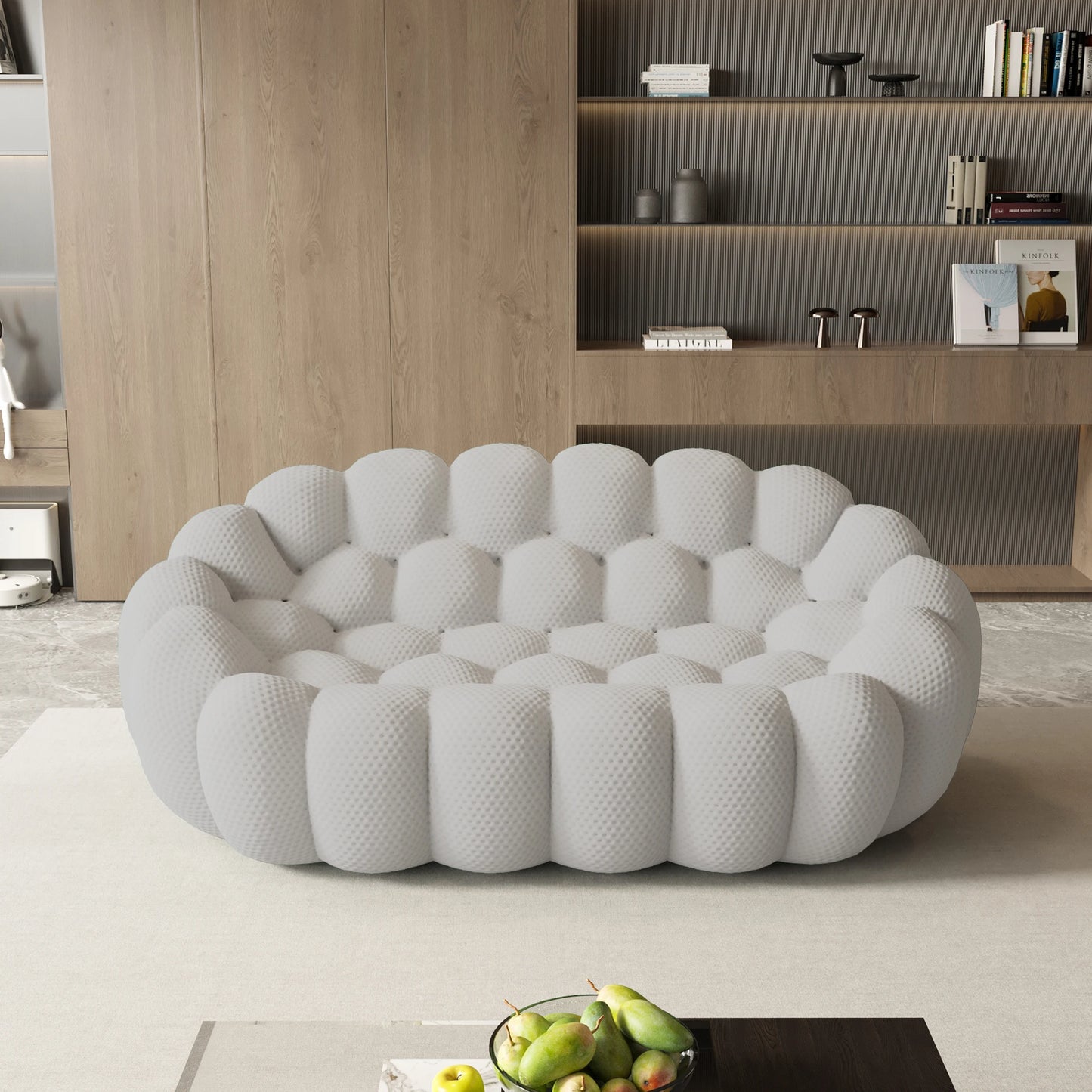 Sofa | 78 Inch Curved | 3D Knitted Fabric | Living Room Floor Sofa