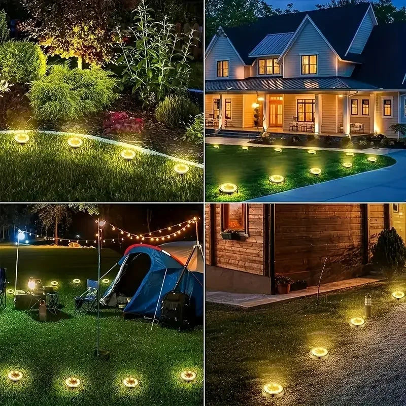 4/8/12PCS Solar Lights Outdoor Waterproof 8 LED Solar Ground Light Warm White Solar Buried Light for Patio Garden Lawn Driveway from PriceLows™