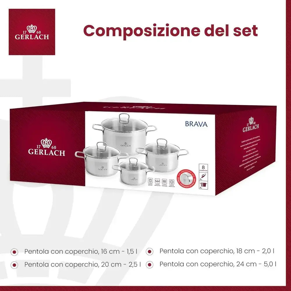 4-Piece Silver Induction-Ready Stainless Steel Saucepan Set from PriceLows™