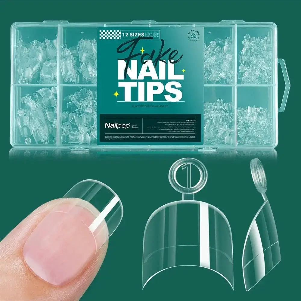 Nailpop 600PCS Nail Tips Full Cover Medium Length Ballerina Press On False Nail Extenison Tips with Box for Salons and Home DIY from PriceLows™