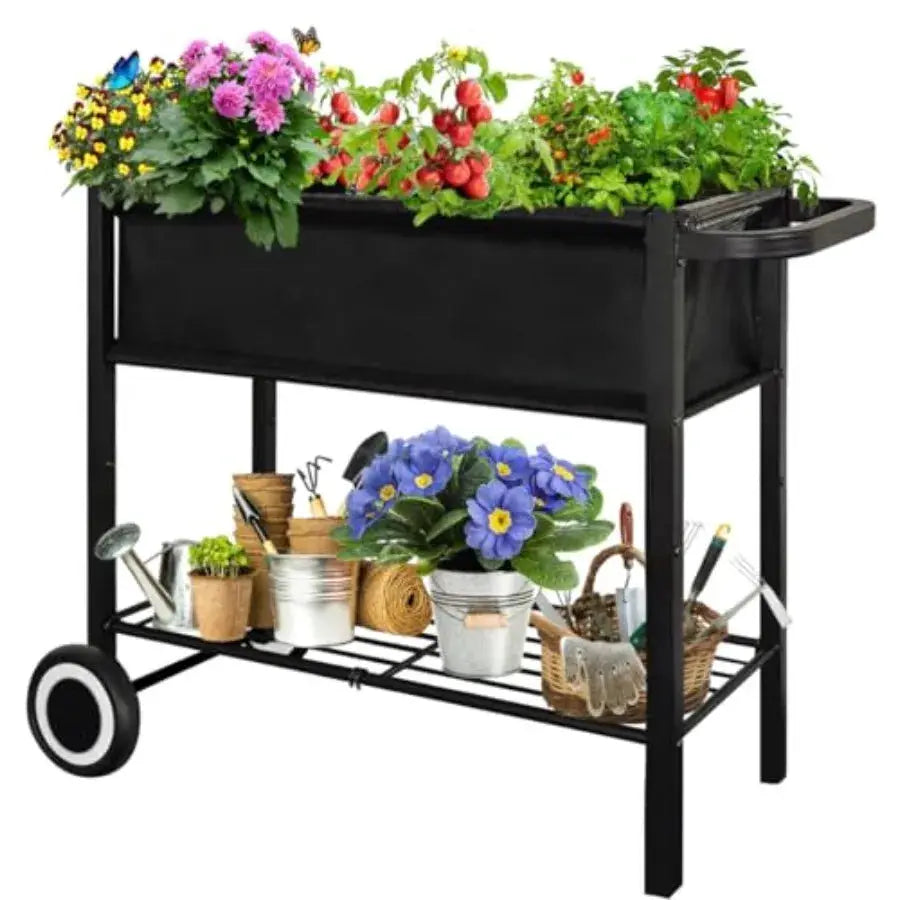 Raised Garden Bed with Legs for Outdoor Plants, Standing Elevated Planter Box Cart on Wheels for Vegetables Flower Herb Patio, from PriceLows™