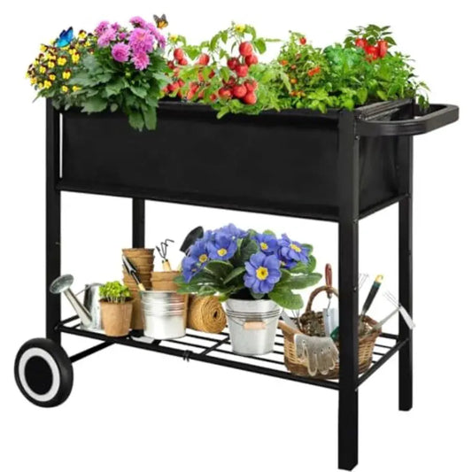Raised Garden Bed with Legs for Outdoor Plants, Standing Elevated Planter Box Cart on Wheels for Vegetables Flower Herb Patio, from PriceLows™
