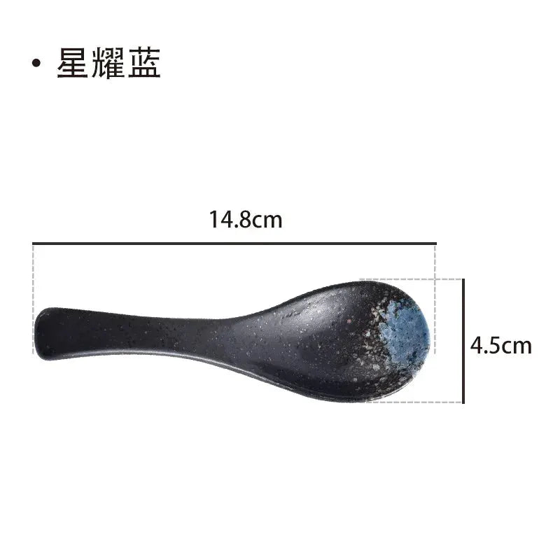 Ceramic Spoon Japanese Retro Bone China Green Black 14.5*4.5cm Rice Scoop Tableware Household Kitchen Supplies Dinnerware from PriceLows™