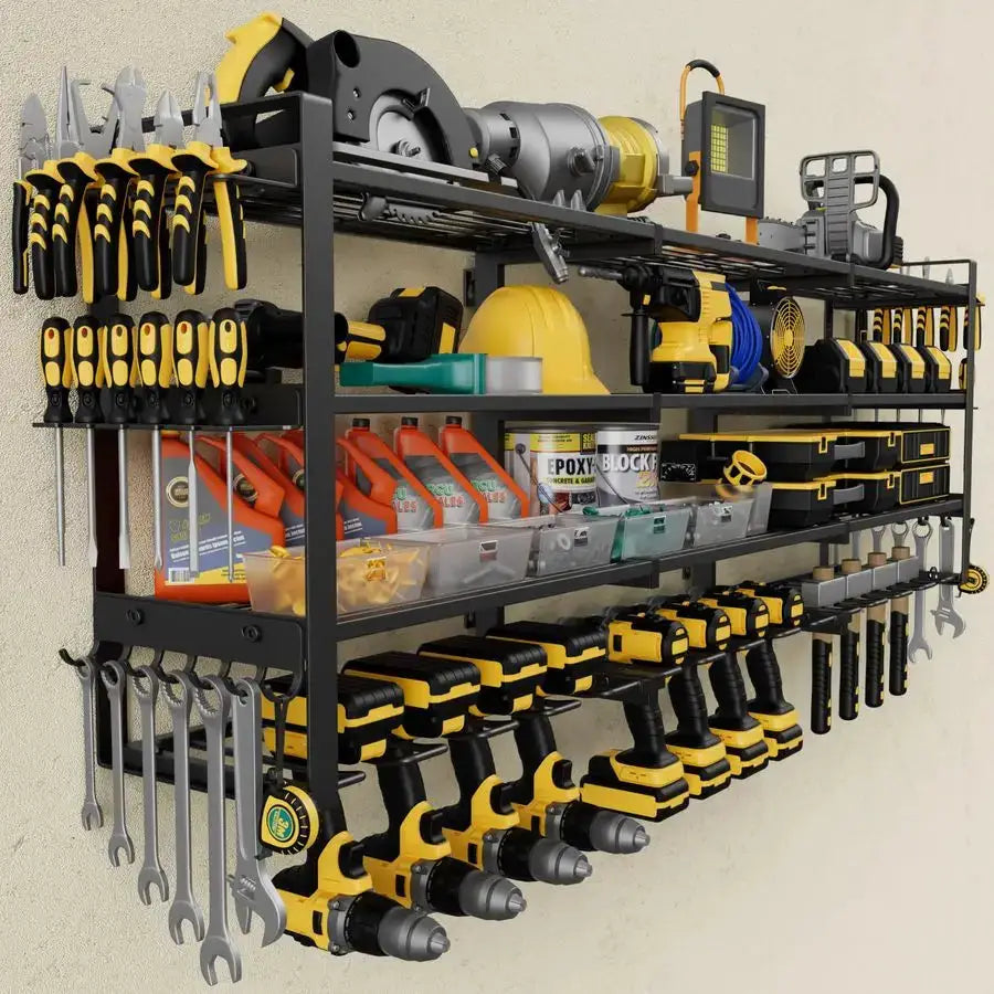 49.4 Large Power Tool Organizer Wall Mount, 4Tier Tool Storage Rack with 12 Drill Holders, 600LBS Load Heavy Duty Cordless Tool from PriceLows™