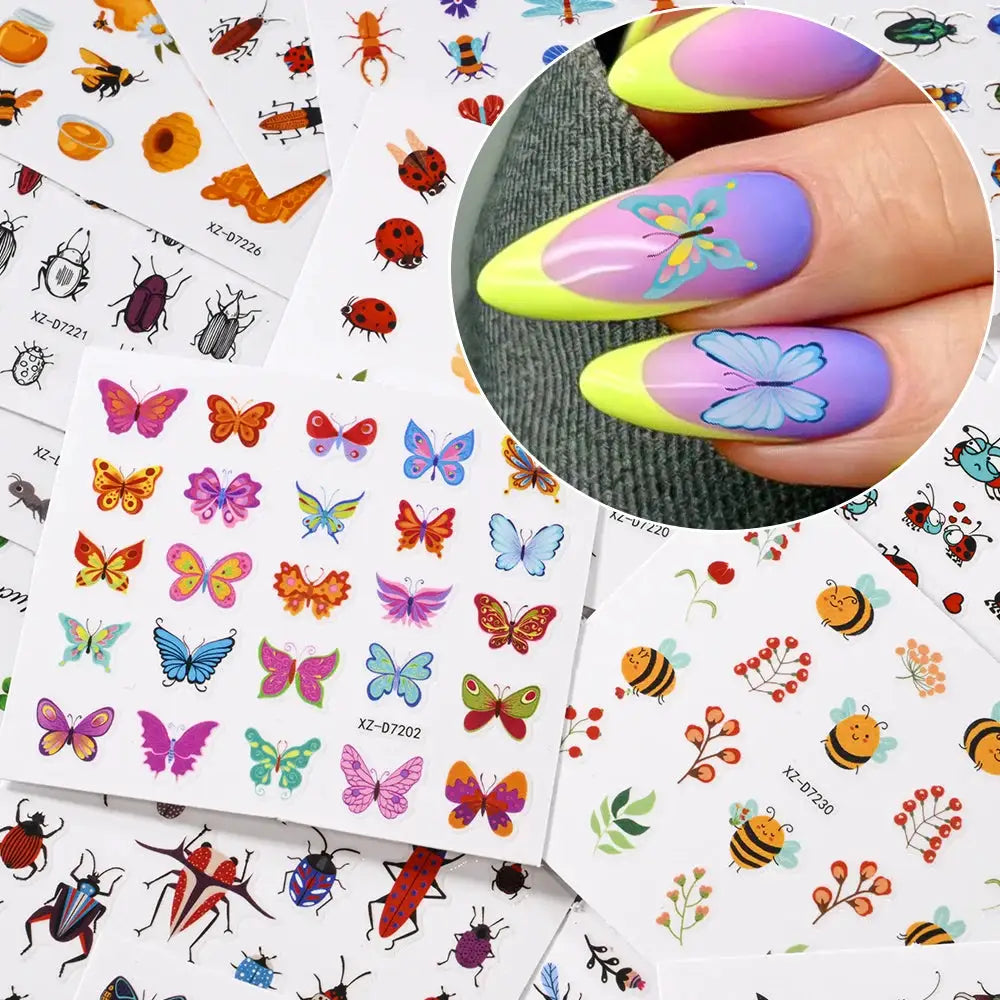 30PCS 3D Mixed Butterfly,Flower,Ladybug,Leaves Nail Art Stickers Spring&Summer Kawaii Insect Nail Slider DIY Ladybug Nail Decal from PriceLows™