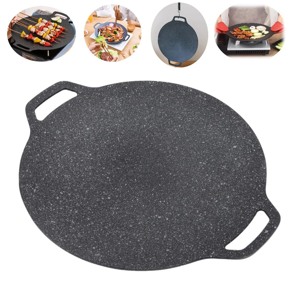 Grill Pan | Marble Nonstick Coating | Round With Handle | Baking, Grilling, BBQ