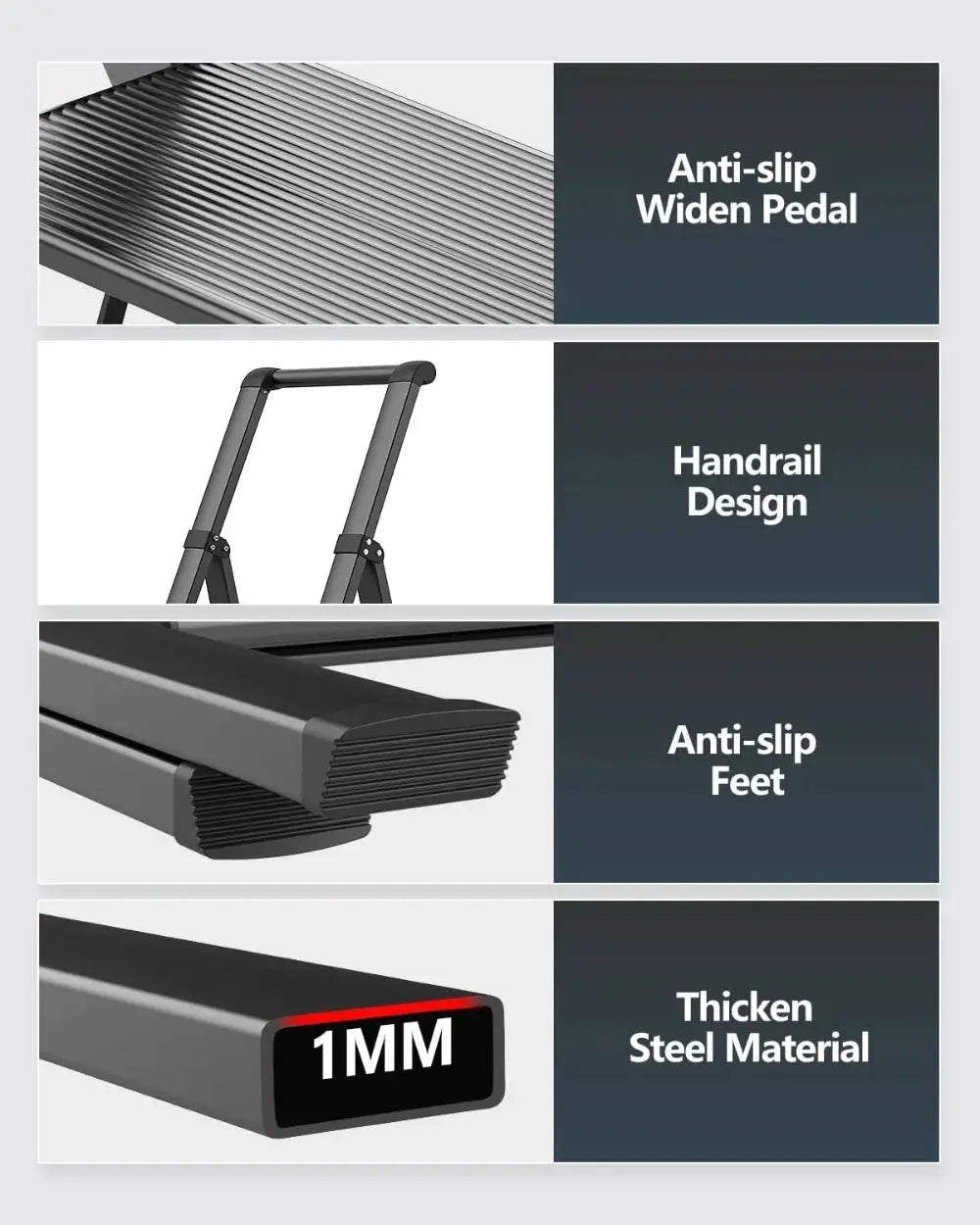 5 Step Ladder, Anti-Slip Pedals, Foldable Step Stool, Lightweight, Hold 300lbs, Reach 10ft for Home from PriceLows™