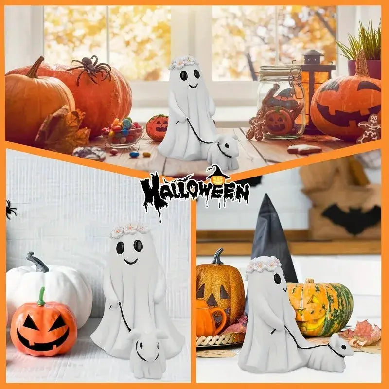 2025 Halloween Ghost Dog Walking Statue, Spooky Figurine for Holiday Decor, Indoor/Outdoor Ornament, Gift from PriceLows™