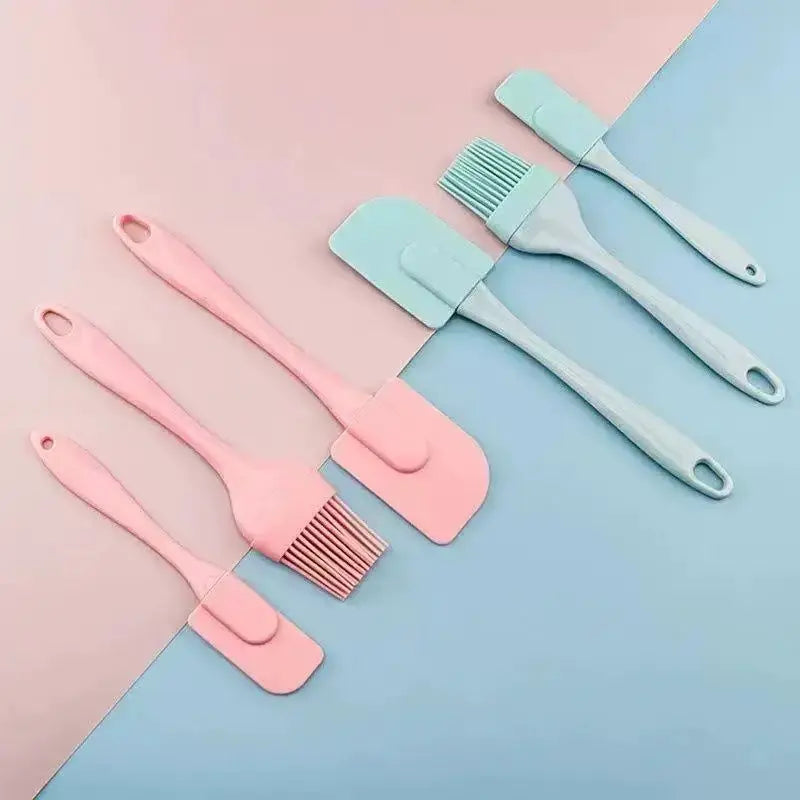 1 Set/2 Sets Silicone Spatula Kitchen Baking Tool Pink Non-Stick Cake Cream Scraper from PriceLows™