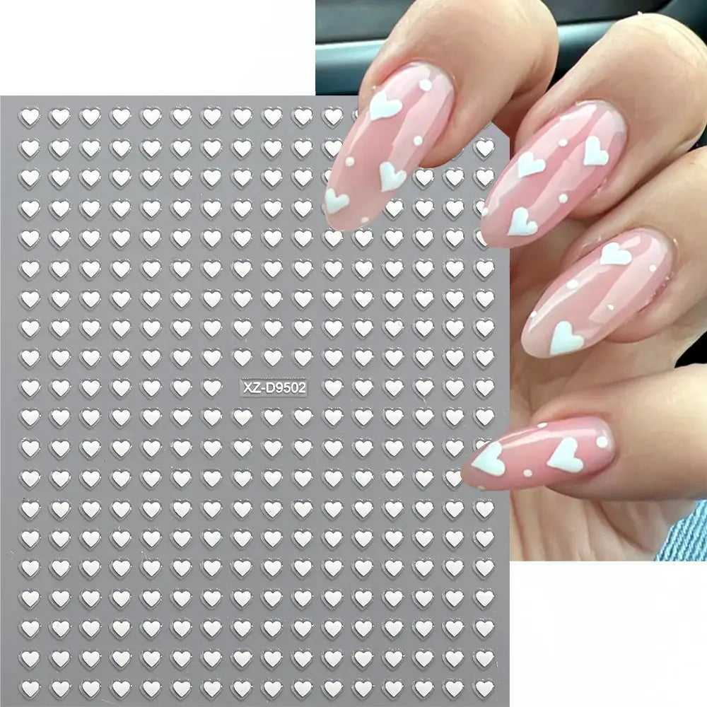 8pc 3D Mixed Color Heart Nail Stickers Valentines' Day Sweet Red Pink Love Selfadhesive Nail Decoration Decals Manicure Supplies from PriceLows™