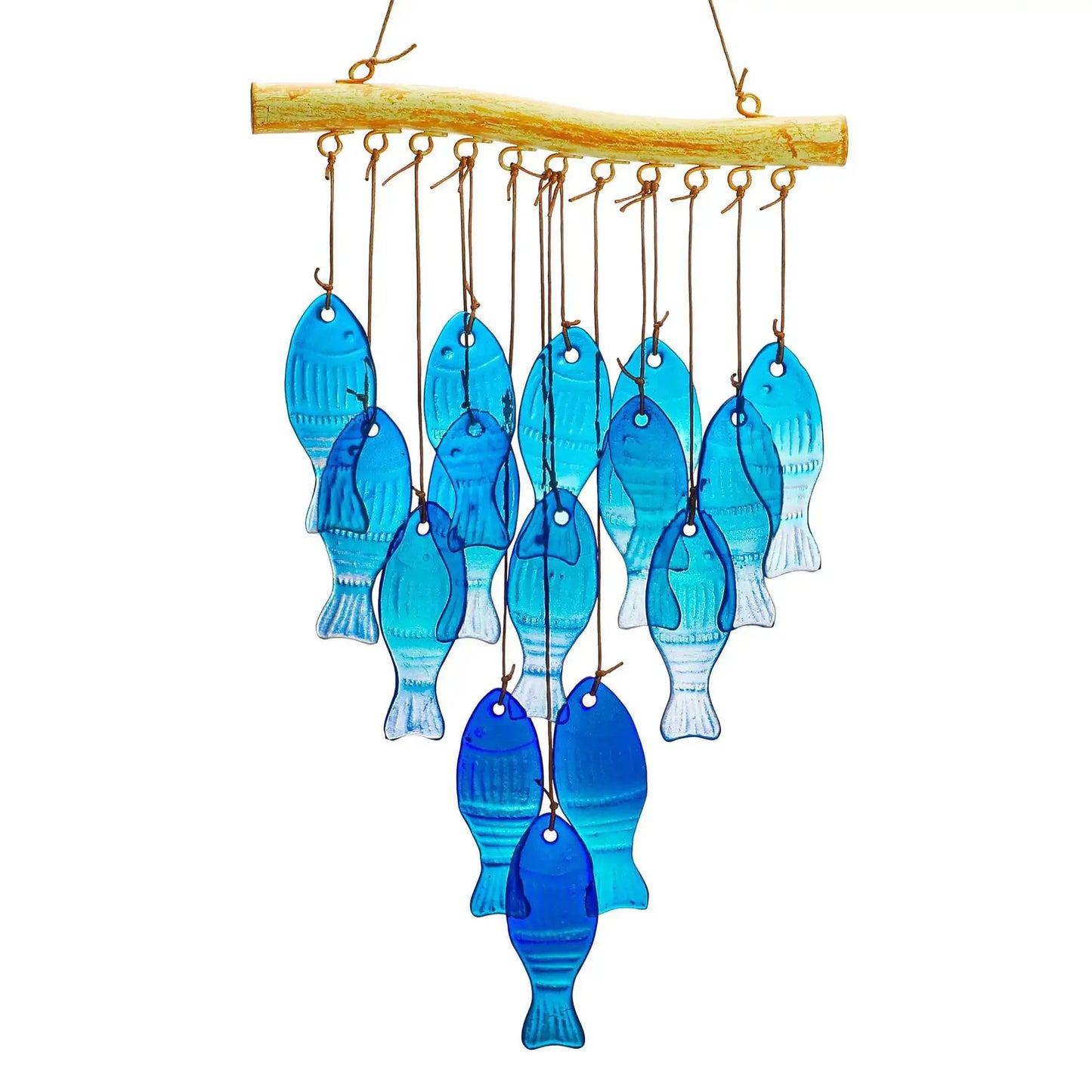 Blue Glass Sea Wind Chime, Handmade Fish-shaped Wind Chime from PriceLows™
