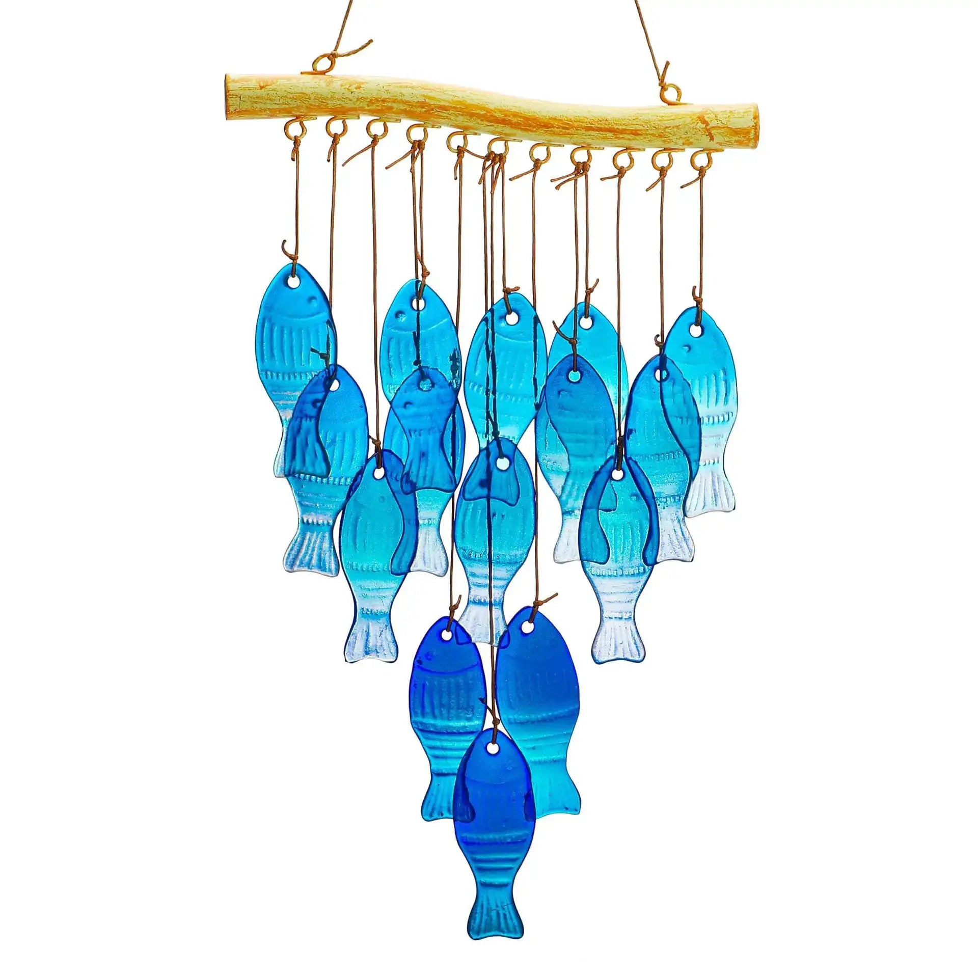 Blue Glass Sea Wind Chime, Handmade Fish-shaped Wind Chime from PriceLows™