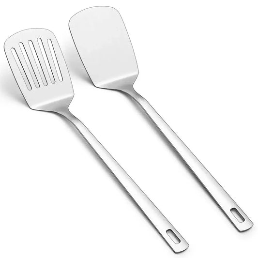 2pack Spatulas Set Stainless Steel Silver Slotted Turner and Solid Turner BBQ Spatulas Cooking Utensils for Fish, Eggs, Pancakes from PriceLows™