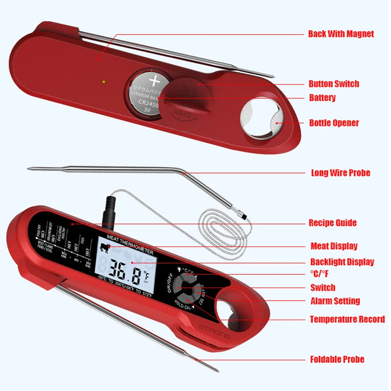 Digital Meat Thermometer | Dual Probe | LCD Screen With Alarm
