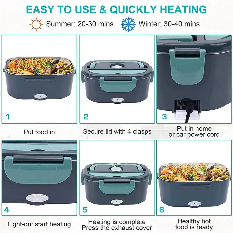 1.5 L 60W Electric Lunch Box Food Warmer Portable Food Heater for Car Or Home - Leak Proof, Lunch Heating Microwave for Truckers from PriceLows™