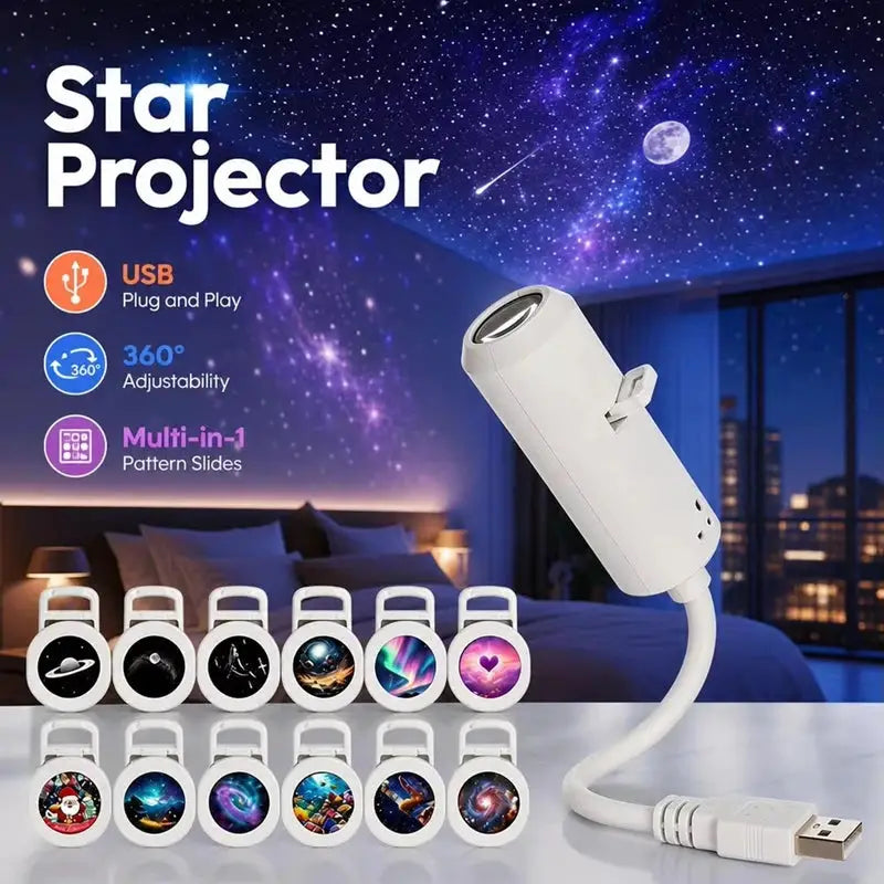 Holographic Night Light | USB Powered | Heart Shape Galaxy Projector
